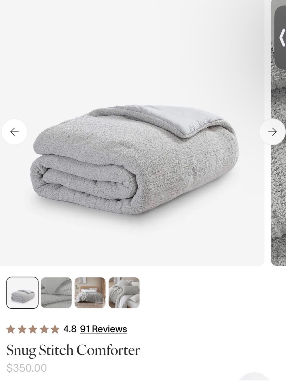 Sunday Citizen Snug Stitch Comforter - Light Gray BRAND NEW Queen